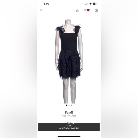 Authentic fendi dress strapless ruffle black gorgeous - Picture 6 of 6